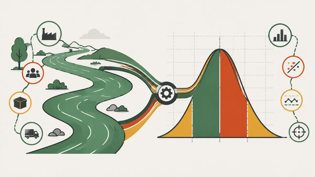 Visual comparison: Lean value stream and Six Sigma variability reduction curve
