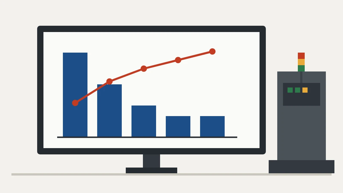 Pareto chart with descending bars and the cumulative percentage line