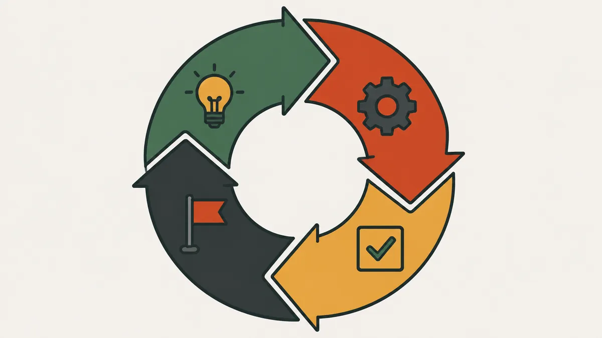 PDCA cycle illustrated with its four stages: Plan, Do, Check and Act